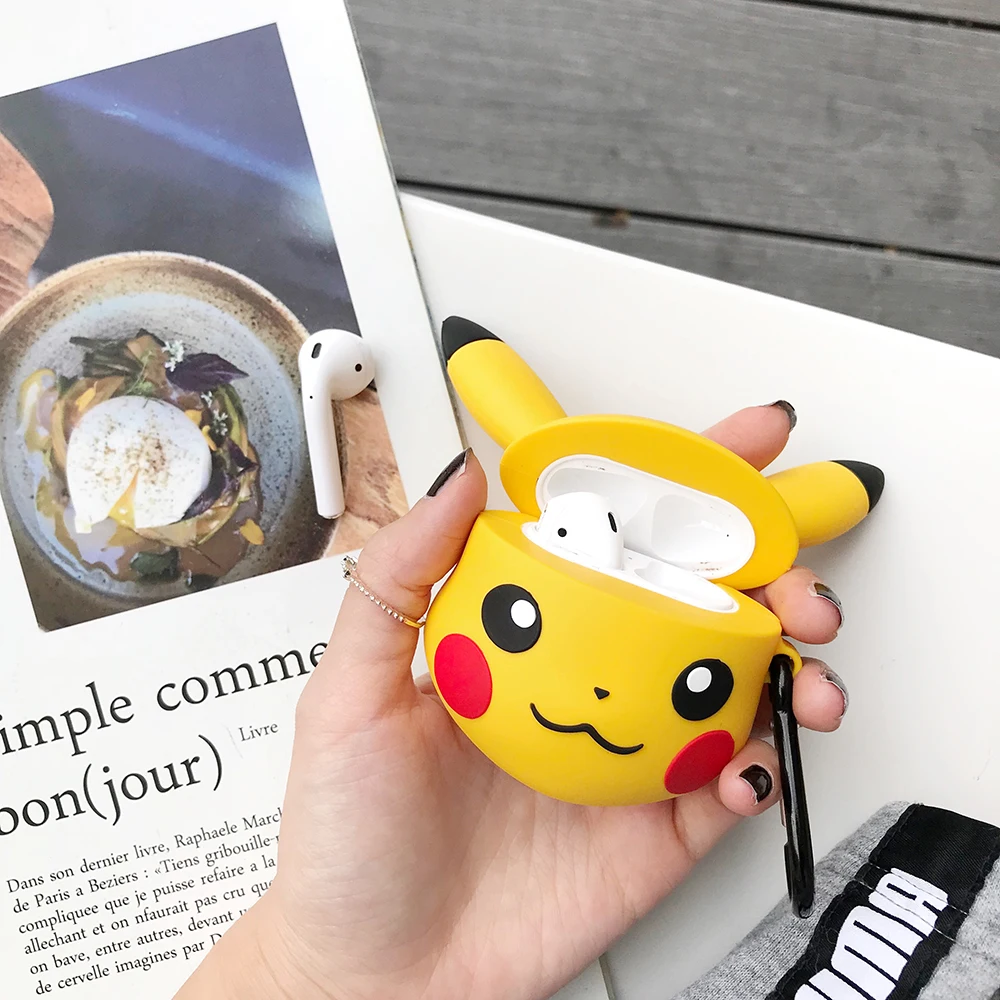 LinXiang милые Мультяшные карманные монстры Pokemons 3D Пикачу Bluetooth наушники силиконовый защитный чехол для Apple Airpods 1 2