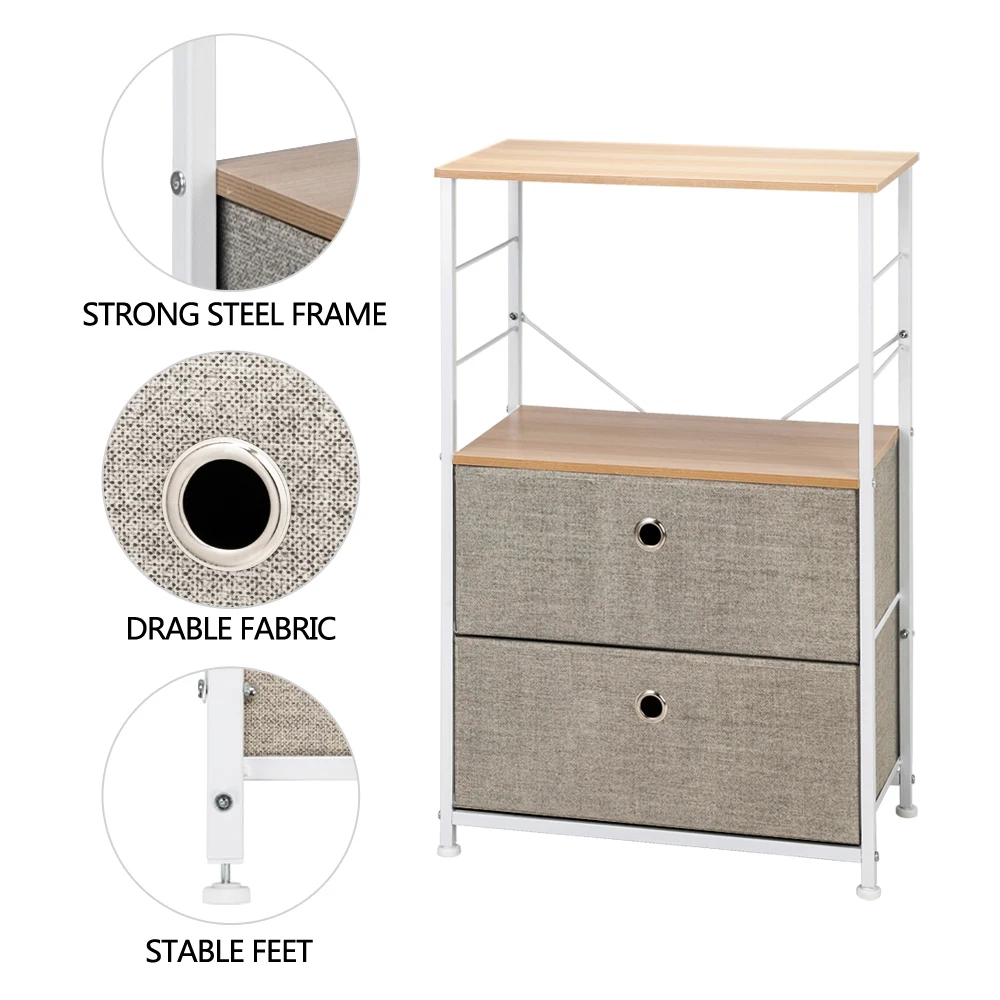 2-Drawer Shelf Storage - Bedside Furniture & Accent End Table Chest For Home Bedroom Office College Dorm