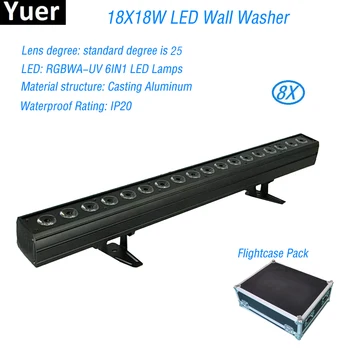 

8Pcs/Lot 18x18W RGBWA-UV 6IN1 Wall Washer LED Stage Light Bar Party Club Disco Light For Christmas Indoor Stage Effect Lights