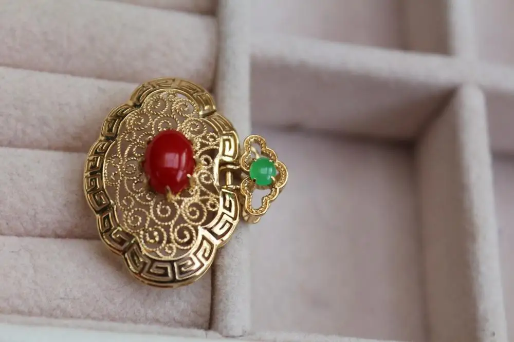 Настоящие хорошие драгоценности 18K золото AU750 G18K натуральный Aka красные украшения коралловые Подвески Золотой бриллиантовый кулон ожерелья из драгоценных камней для женщин