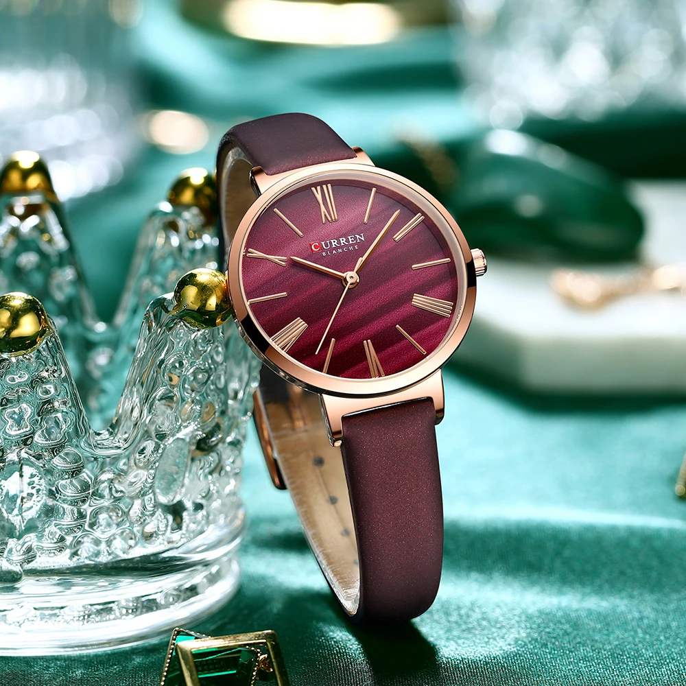 CURREN 2020 Women's Watches Leather Strap Quartz Wristwatch Classic Simple Clock female часы женские 6