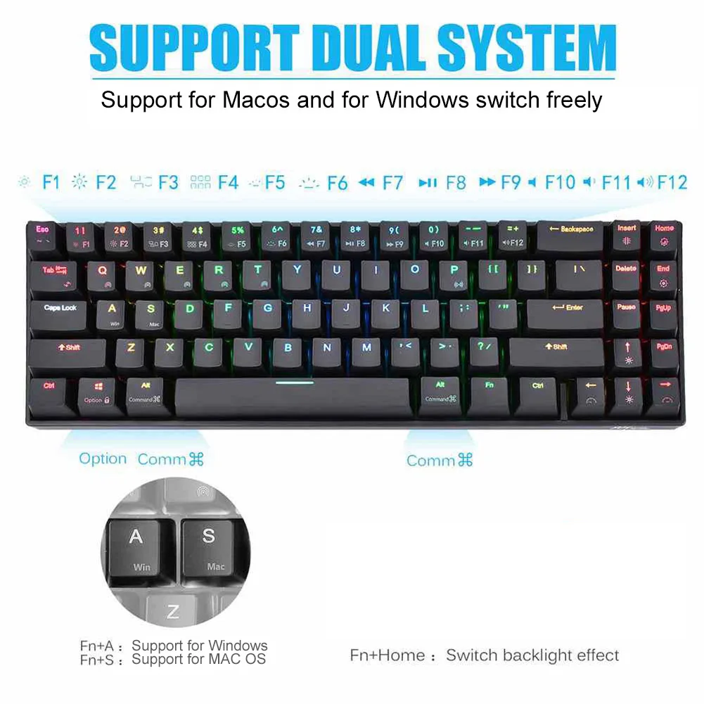 RK71 Mechanical Keyboard RGB Backlit 71 Keys Small