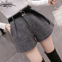 Корейские клетчатые широкие шорты с высокой талией; Femme; повседневные свободные ботинки; шорты; Новинка года; сезон весна-осень; шерстяные шорты для женщин; 6309 50
