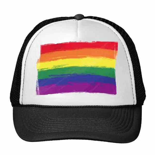 

LGBT Stippling Rainbow Gay Lesbian Flag Painting Trucker Hat Baseball Cap Nylon Mesh Hat Cool Children Hat Adjustable Cap