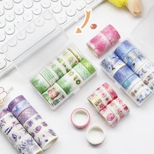 

Washi Tape Set Decorative Adhesive Tape 11rolls School Supplies Gold Foil Washitape Boxed Sakura Kawaii Stationery Masking Tape