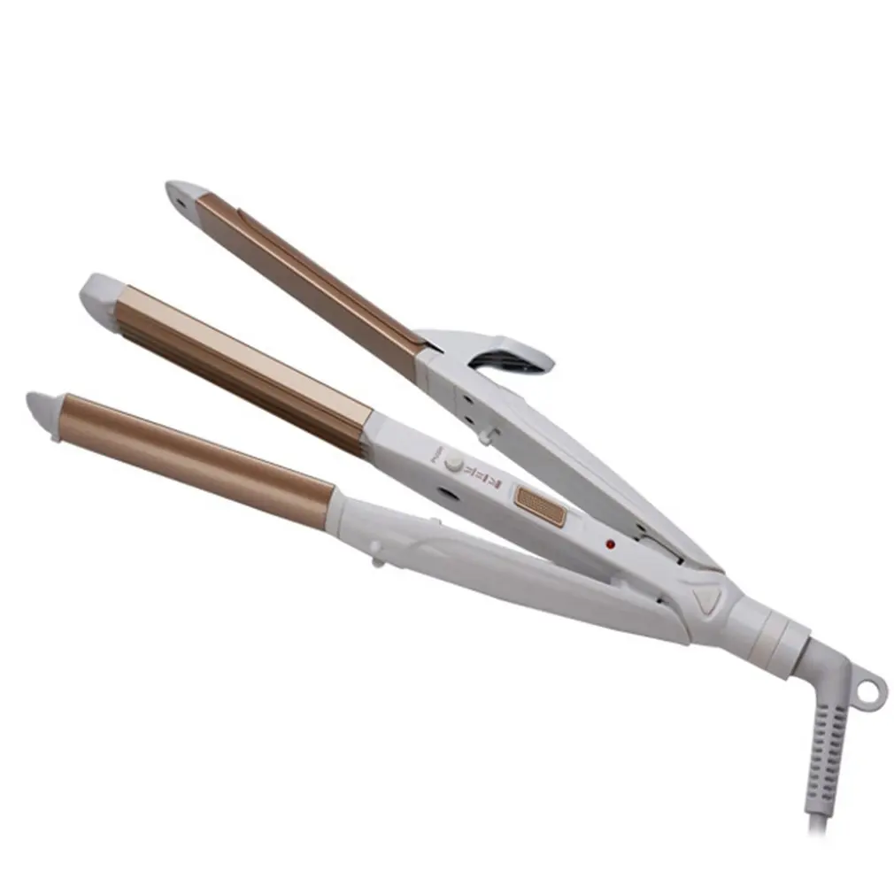

3 In 1 Multifunctional Hair Straightener Hair Curling Iron Multifunction Corrugated Flat Iron Corn Plate Heated Roller