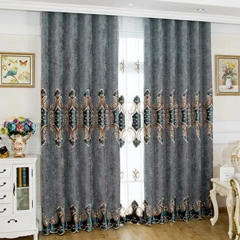 

European-style Chenille Embroidered Curtains for Living Room and Bedroom Shading Curtains Embroidered Tulle advanced Custom