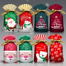 50pcs Christmas Gift Cartoon Bag Christmas Party Gift Bag Gift Box Candy Biscuit Bag Decoration Children Birthday Party Navidad