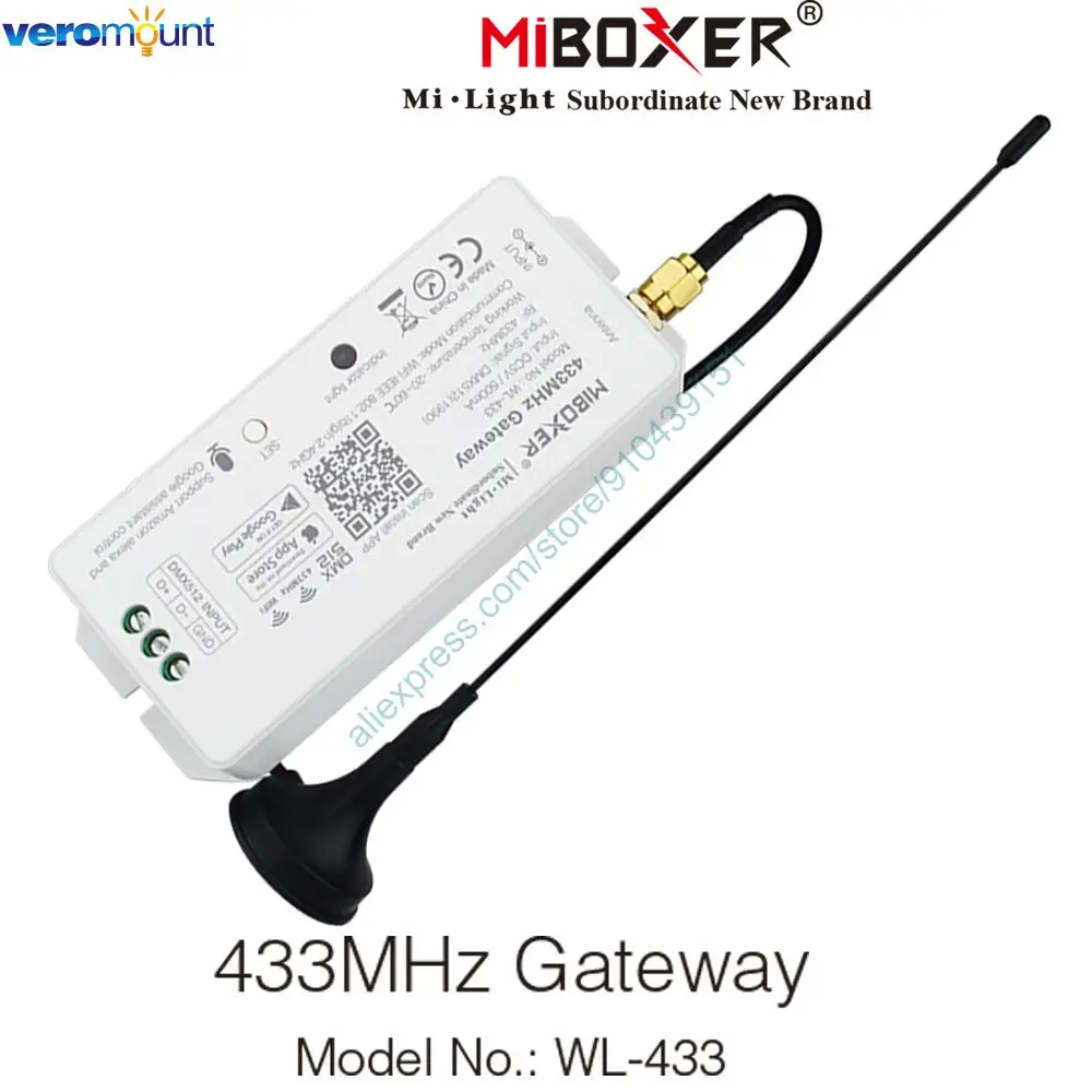 MiBoxer WL-433 433 МГц шлюз WiFi приложение Alexa Голосовое управление для LoRa RGB + CCT подводный
