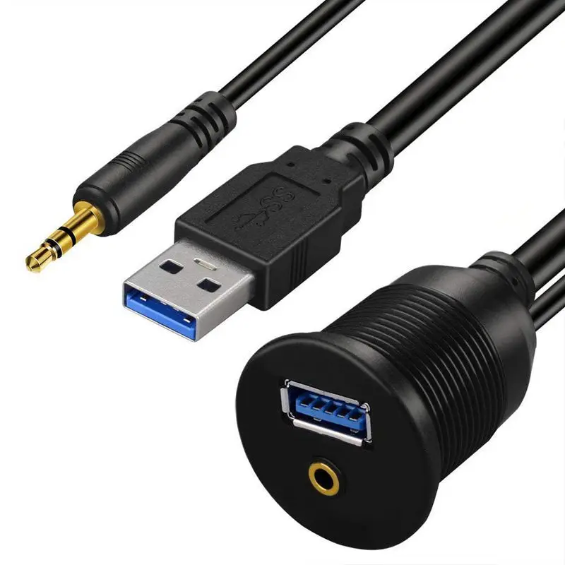 Розничная USB 3,0 и 3,5 мм Автомобильный Кабель 3,5 мм+ USB3.0 AUX удлинитель приборной панели водонепроницаемый монтажный кабель для автомобильной лодки и Mot