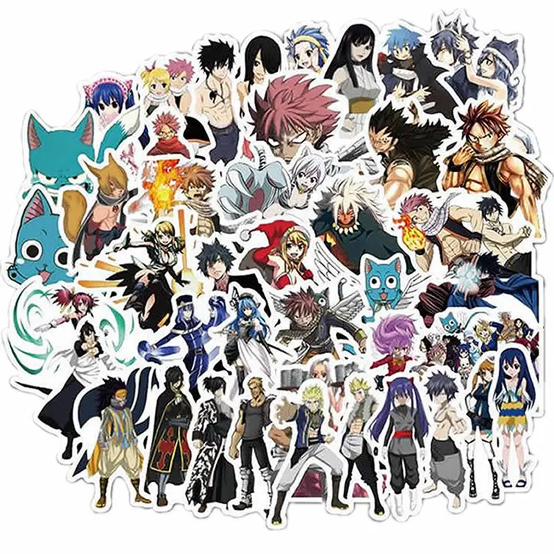 10 Вт, 30 Вт, 50 шт. в лоте; Водонепроницаемый ПВХ фигурка аниме Фея тэйл Стикеры s скейтборд Чемодан для катания на сноуборде гитары, ноутбук, забавные детские игрушечные этикетки