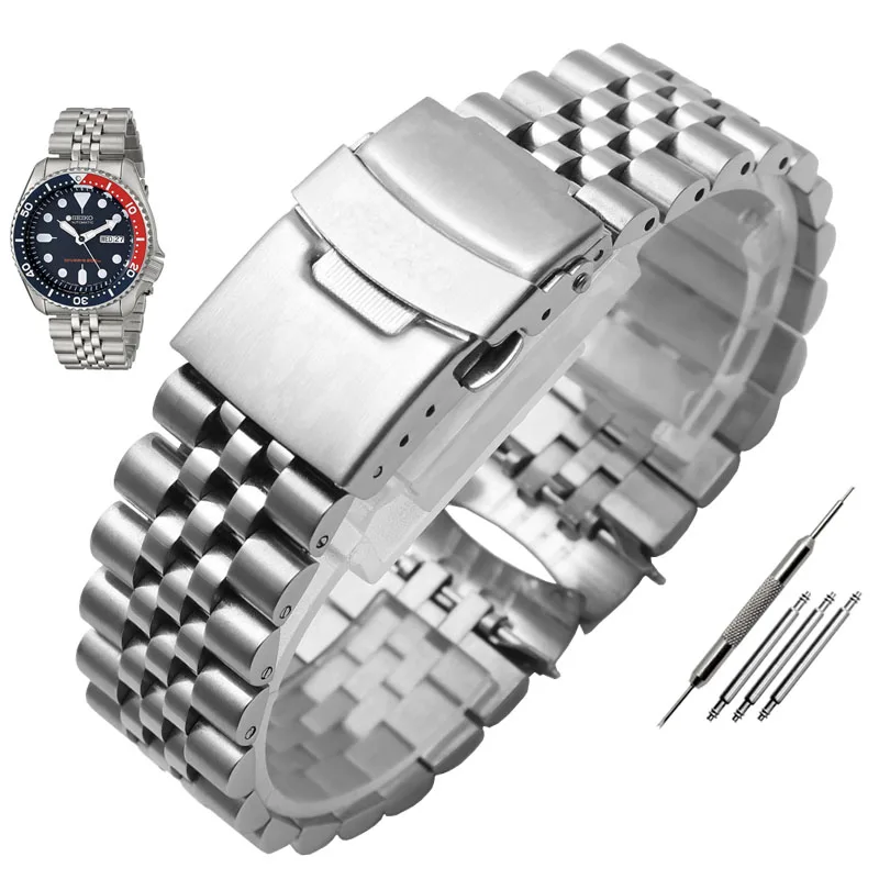 B-silver Браслет для skx007 009 SKX175 SKX173 мужской браслет высокого качества из нержавеющей стали ремешок для часов 22 мм ремешки для часов - Цвет ремешка: B-silver