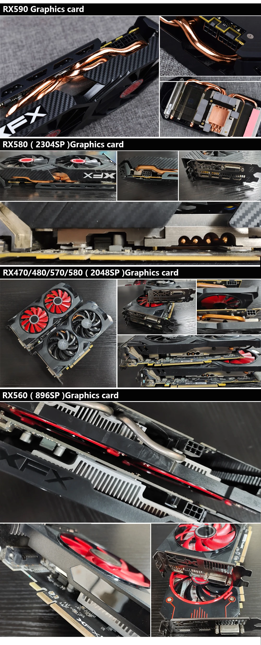 XFX Radeon RX550 RX560 RX470 RX480 RX570 RX580 RX590 2GB 4GB 8GB Game Graphics Desktop Computer Video Cards GPU gpu computer