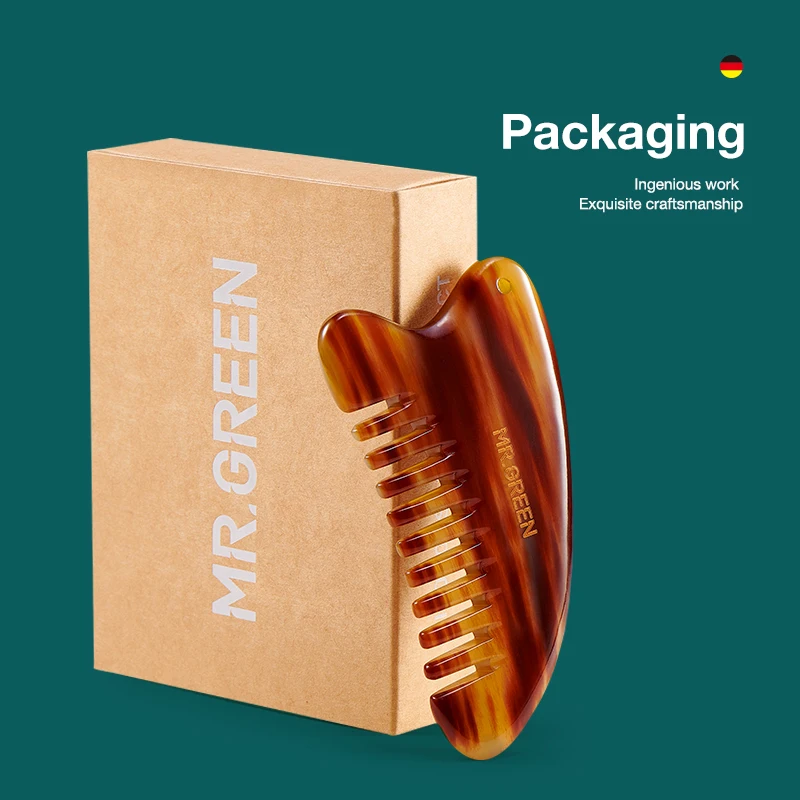 Comb With MR.GREEN Guasha Scraping Massage Board Nature Ox Horn Face  Beauty Tools Neck Body Massage Skinb_voghion.com