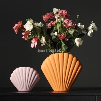 

Nordic Art Shell Vase Creative Ceramic Decoration Modern Minimalist Home Decoration Decoration Vase for Wedding Decoration