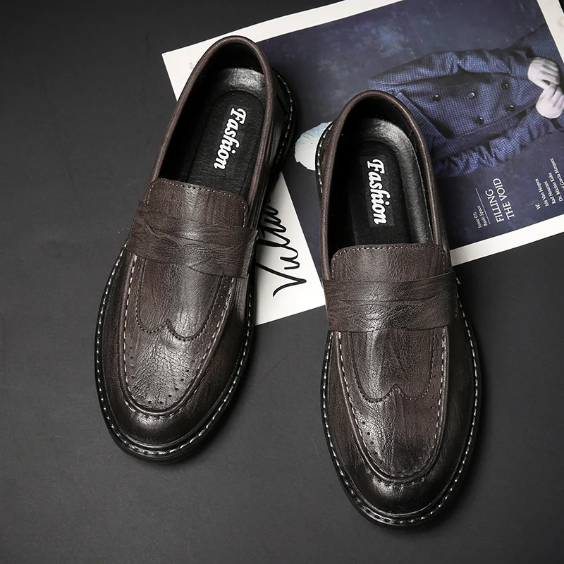 spring and autumn British style leather casual shoes men's shoes casual lightweight simple classic fashion business shoes