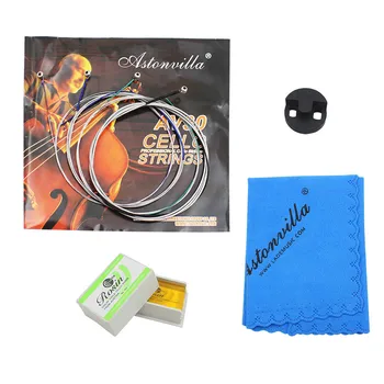 

Cello Accessory Set Strings Rubber Mute Rosin Cleaning Cloth 4-in-1 Kit