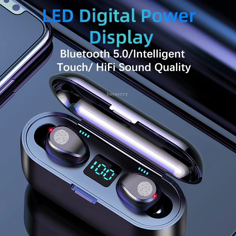 Bluetooth V5.0 наушники стерео музыка спортивные наушники-вкладыши TWS с Беспроводной 2000