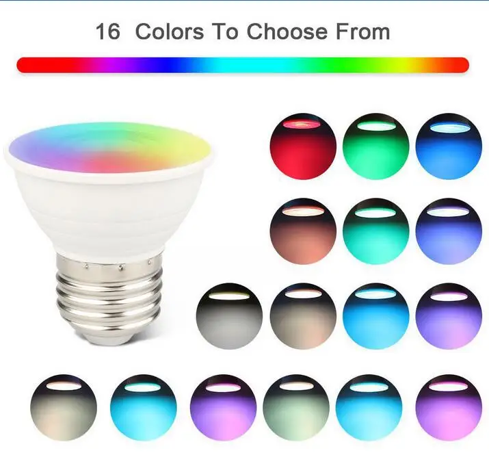 

Dimmable Ampoule Led Gu10 E27 E14 MR16 Spotlight Bulb 5W RGBW Lampadine Led Light Bulbs 16 Colors Remote Controller for Home