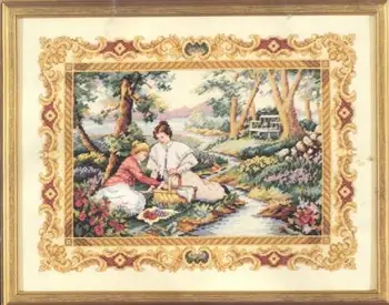 

Top Quality Beautiful Lovely Counted Cross Stitch Kit Placid Picnic Mother and Daughter in the Park Lawn Love dim 3798