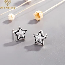 XIYANIKE серебро 925 пробы горячая Распродажа пятиконечные звезды корейские сережки-шпильки стиль Шарм геометрические маленькие серьги ювелирные кольца