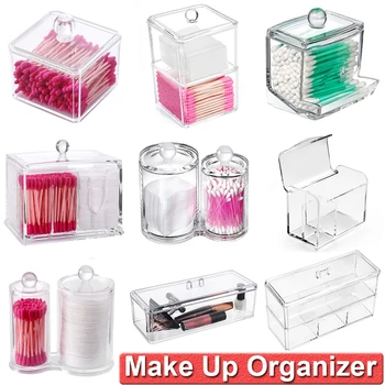 

Makeup Holder Acrylic Makeup Decor Box Organizer Bathroom Products Storage Organizers for Cotton Pads Lipstick Storage Box Q30