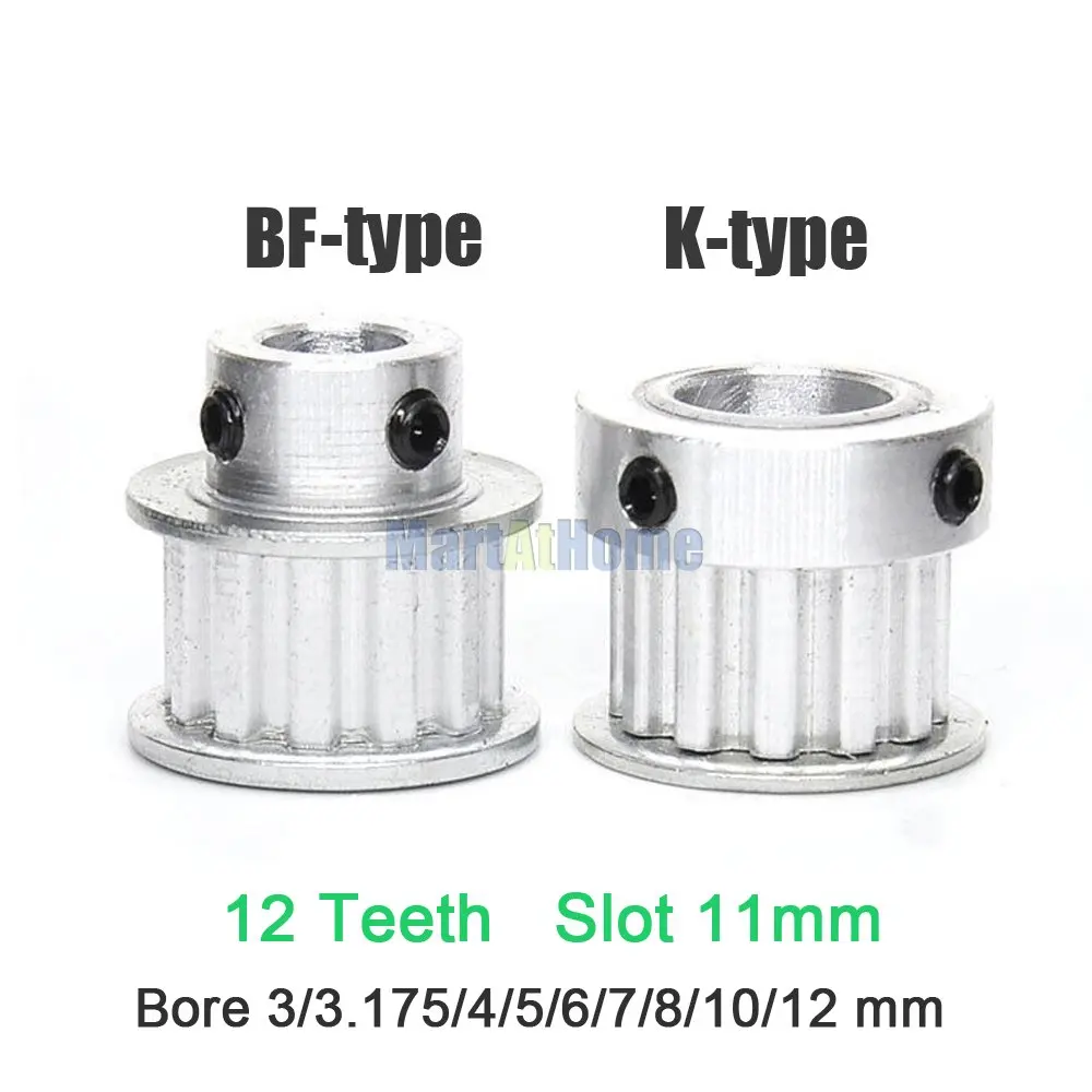 Алюминиевый зубчатый шкив XL12 12T 12-зубчатый Слот ширина 11 мм BF-Тип/k-тип Boss 15 мм/22 мм отверстие 3~ 12 мм для 3D-принтера