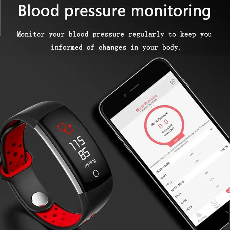 Smart Bracelet Women Q6 Bluetooth Smartwatch Men Heart Rate For Android Pressure Monitor Tracker Blood Ios Fitness Watch Sp D1Z5