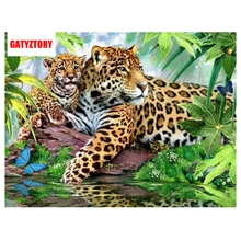 GATYZTORY 3D Алмазная живопись полная квадратная дрель домашний декор DIY Стразы мозаичная картина на заказ стена с фотографиями искусство леопард и ребенок