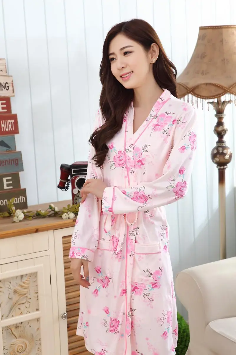 Night Robe Sleepwear Dress Two-Piece SetAutumn And Summer Cartoon Long-Sleeve Pajamas Strap Nightdress Tracksuit Nightgown