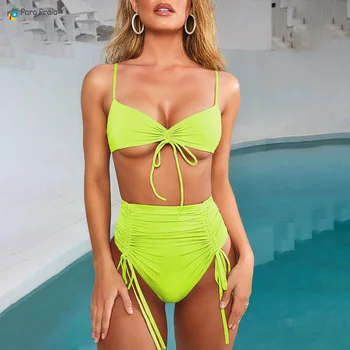 

Sexy Drawstring Bikini Women Swimwear Bandage Bathing Suit Women Push Up Bikini Set High Waist Swimsuit Top Style Swimming Suit