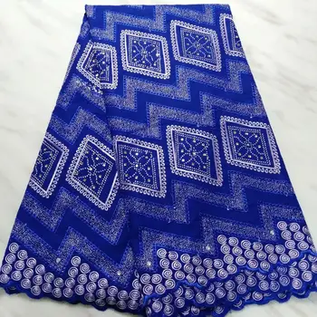 

Special offer African swiss voile lace fabric cotton nigeria dry lace with stones 2019 high quality african lace Royal blue