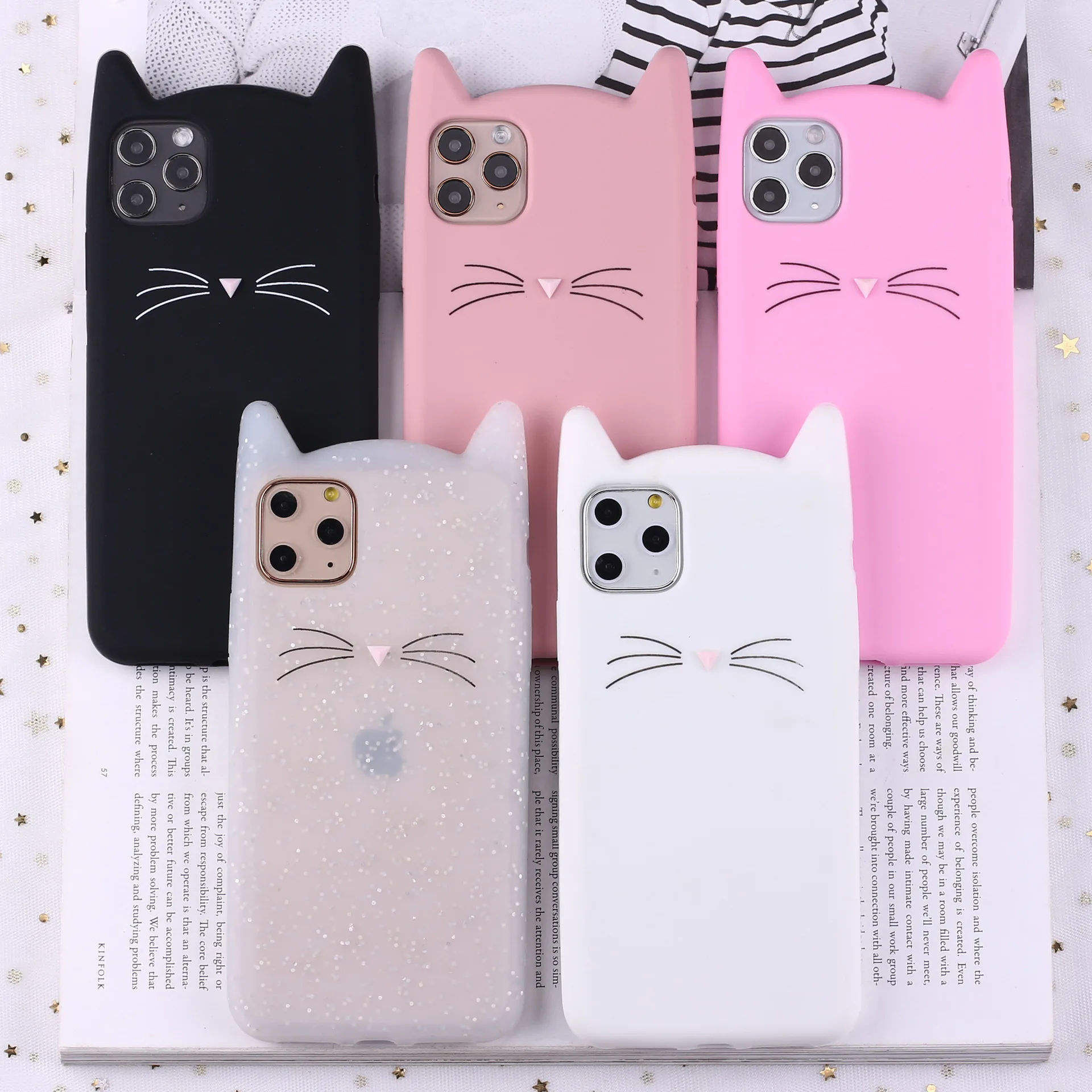 for iphone 11 pro 6 7 8 plus 5S SE 5C couple Squishy case Love Heart Glitter Stars Luck Cat Case Dynamic Liquid Quicksand Cover |