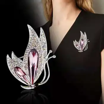 

Factory Direct Korean-Style Elegant Crystal All-match Brooch Gift Fashion Alloy Accessory Women's Corsage