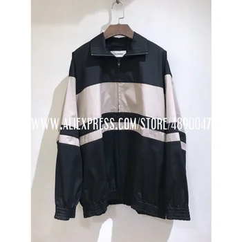

Letter print contrast stitching oversize jacket pocket zipper long sleeve jacket spring autumn 2020 street casual clothing