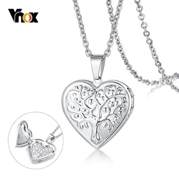 

Vnox Life Tree Heart Locket Pendant for Women Never Fade Stainless Steel "TE AMO" Engraved Necklace Elegant Feme Collier