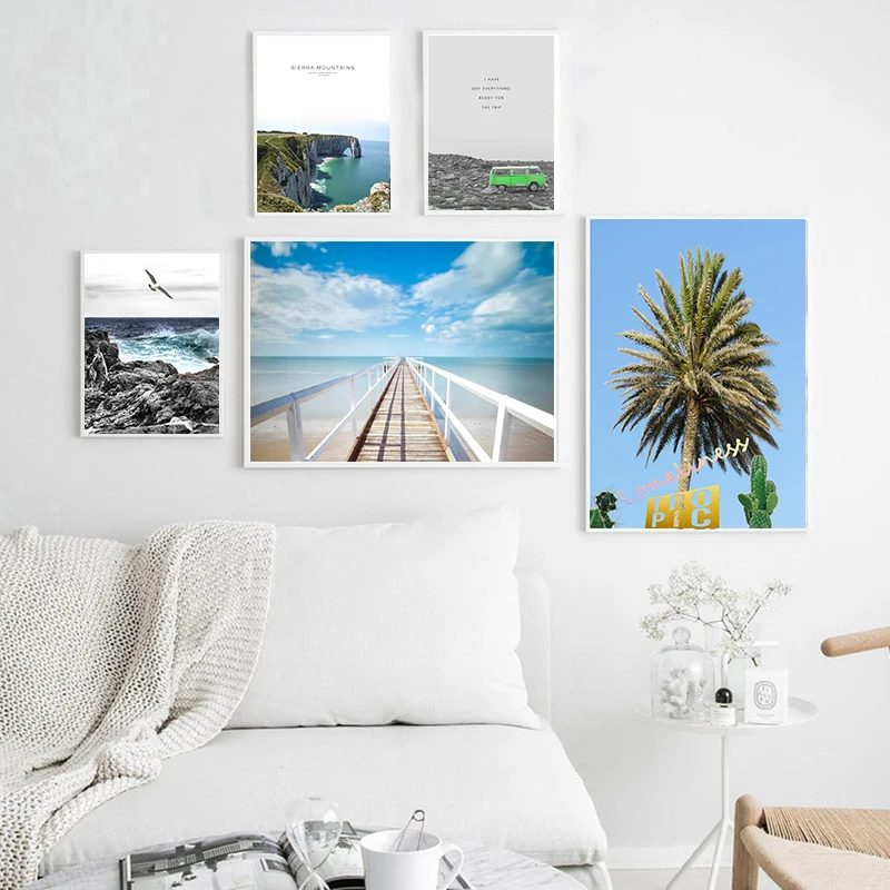 

Scandinavian Decoration Picture Wall Art Poster Ocean Waves Sea Beach Landscape Canvas Print Painting Tourism Living Room Decor