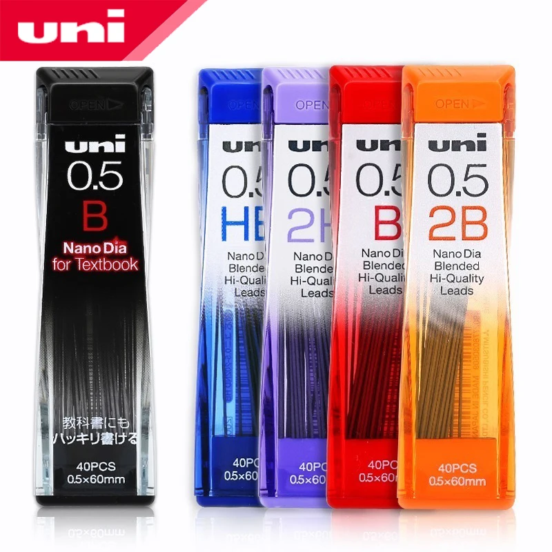 5 tubes x Uni Nano Dia Mechanical Pencil Leads HB 0.5mm x  40pcs x 60mm 