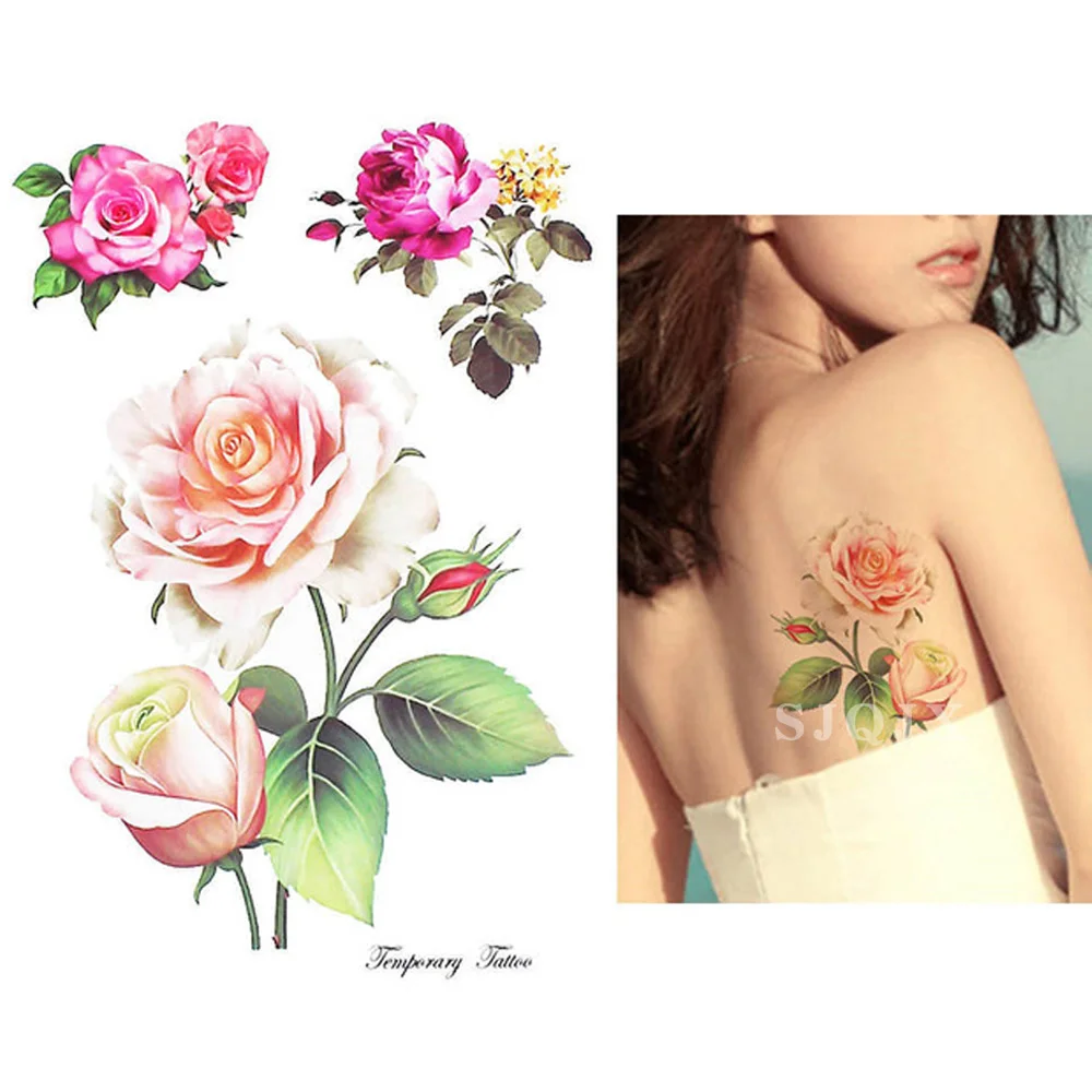 1 piece Temporary waterproof tattoo sticker flower owl bird skull Coloured Arm fake tattoo Small body art tattoo sticker