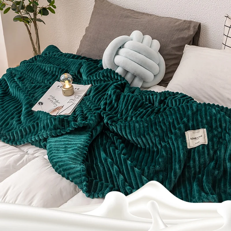 Blankets for Beds Solid Yellow Color Soft Warm Square Flannel Blanket on the Bed Thickness Throw Blanket