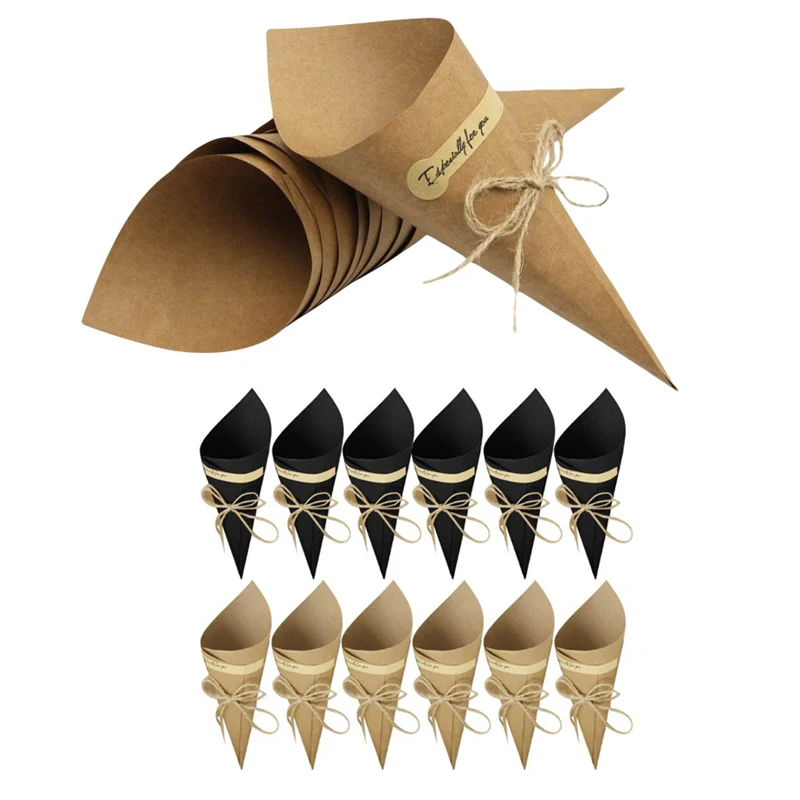 

50Pcs/lot DIY Craft Kraft Paper Creative Bouquet Packaging Candy Boxes for Flower Gift Box Wedding Favors Bags Party Supplies