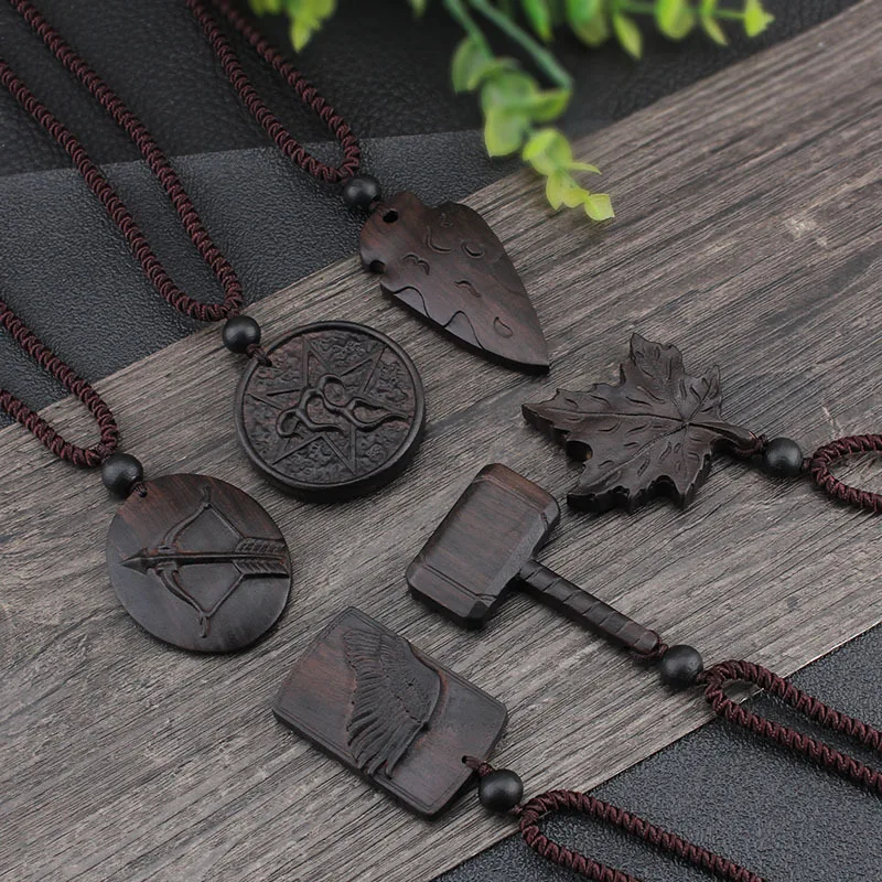 New-Handmade-Ethnic-Ebony-Exaggerated-Long-Sweater-Chain-Pendant-Necklace-For-Women-Men-Fashion-Adjustable-Woven