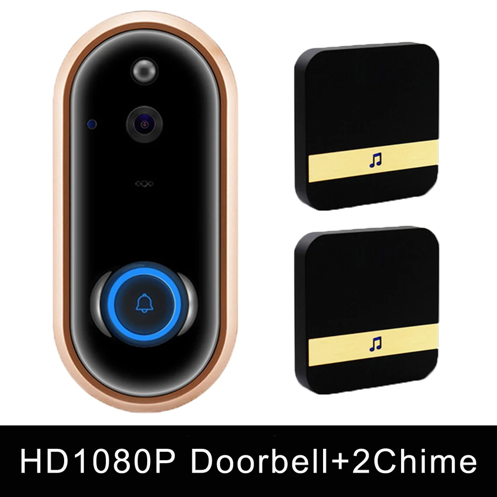 HD 1080P Wifi видео дверной звонок беспроводная домашняя батарейка камера двухсторонняя аудио разговора ночного видения PIR Смарт дверной звонок кольцо - Цвет: M6-G-2in