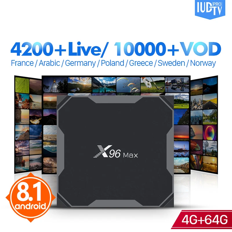 IUDTV Pro IPTV Subscription France Arabic Sweden X96 MAX Android 8.1 Tv Box 4G 64G IPTV French German Spain Sweden Greek IP TV