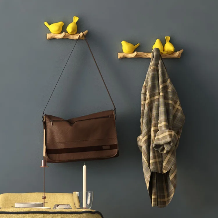 Вешалки без отверстий в Северной Европе, крючок для примерочной комнаты, подвесной крючок с птицами, настенный креативный стеллаж для ключей для крыльца