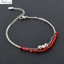 SINLEERY, очаровательный красный браслет дружбы с бусинами, розовое золото, серебро, цвет цепи, циркон, красивый браслет для женщин, ювелирное изделие SL065 SSH