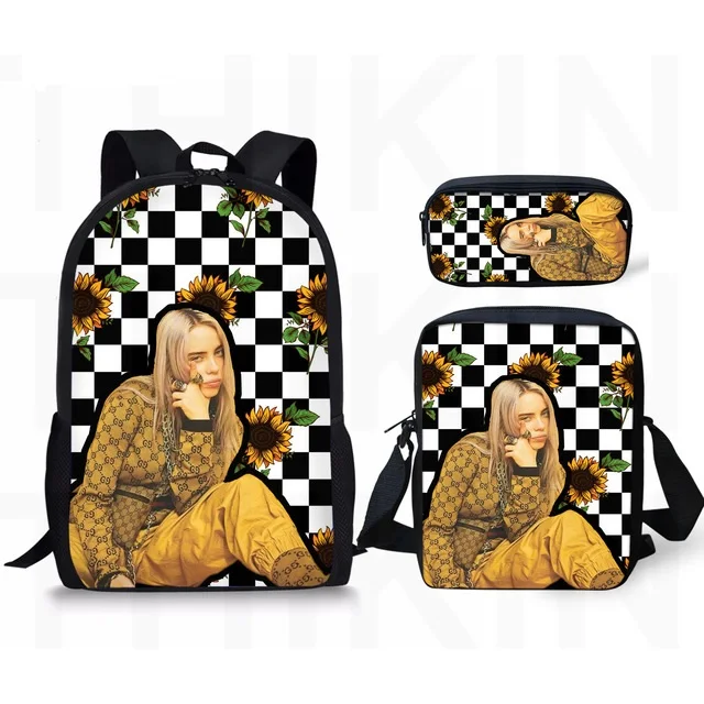 17 дюймов Billie Eilish школьные сумки с принтом для студентов, детские сумки для девочек, популярный Повседневный Рюкзак, детский Ранец на плечо на заказ - Цвет: as pictures
