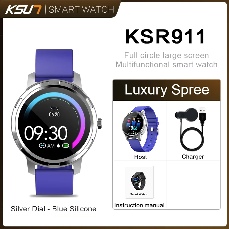 KSR911 мужские спортивные Смарт-часы с шагомером IP67 Водонепроницаемый фитнес-трекер монитор сердечного ритма женские часы Смарт-часы умный Браслет - Цвет: KSR911-BU