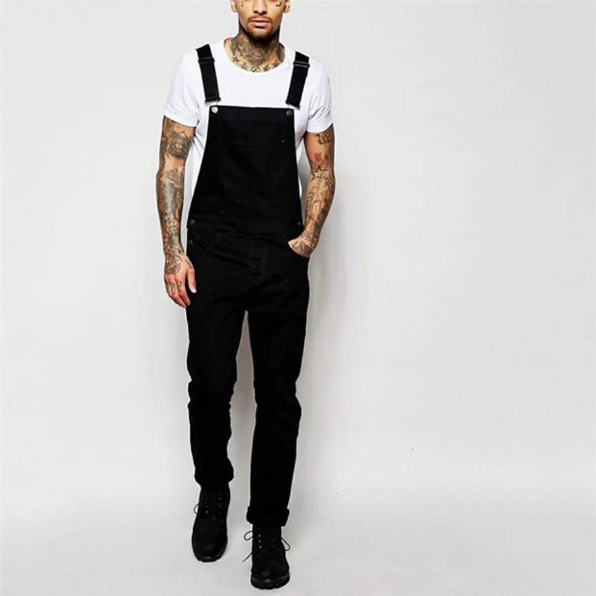 

2019 Hot Selling Mens Pocket Jeans Overall Jumpsuit Streetwear Overall Suspender Pants Support Wholesale Dropship