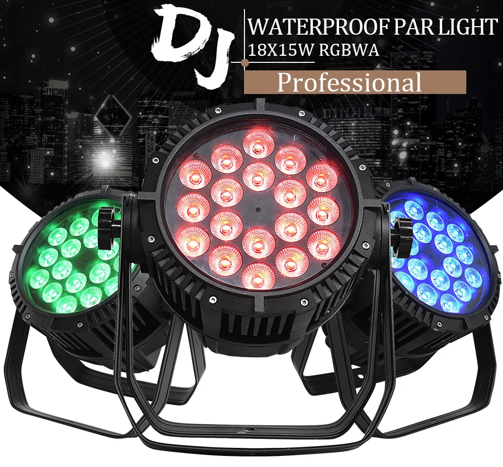 waterproof par led light 18x15W outdoor stage light dmx dj light waterproof IP65 stage Outdoor lighting(2pcs/lot